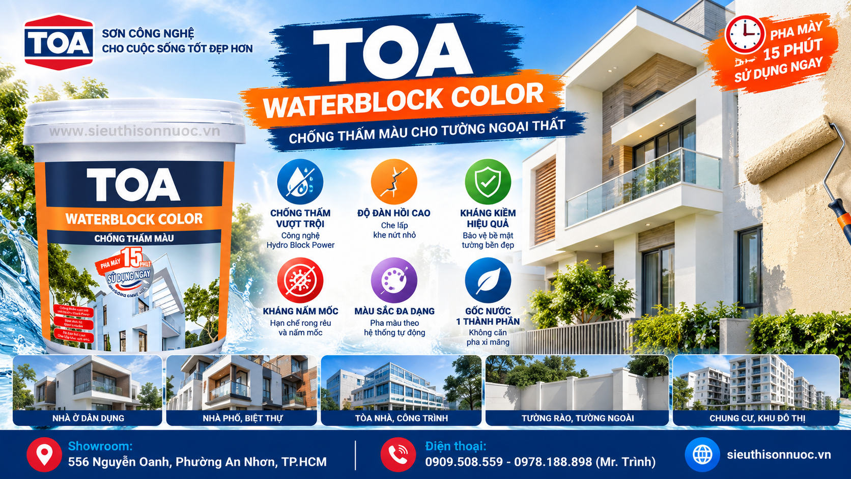 Sơn Chống Thấm Màu TOA Waterblock Color -20kg