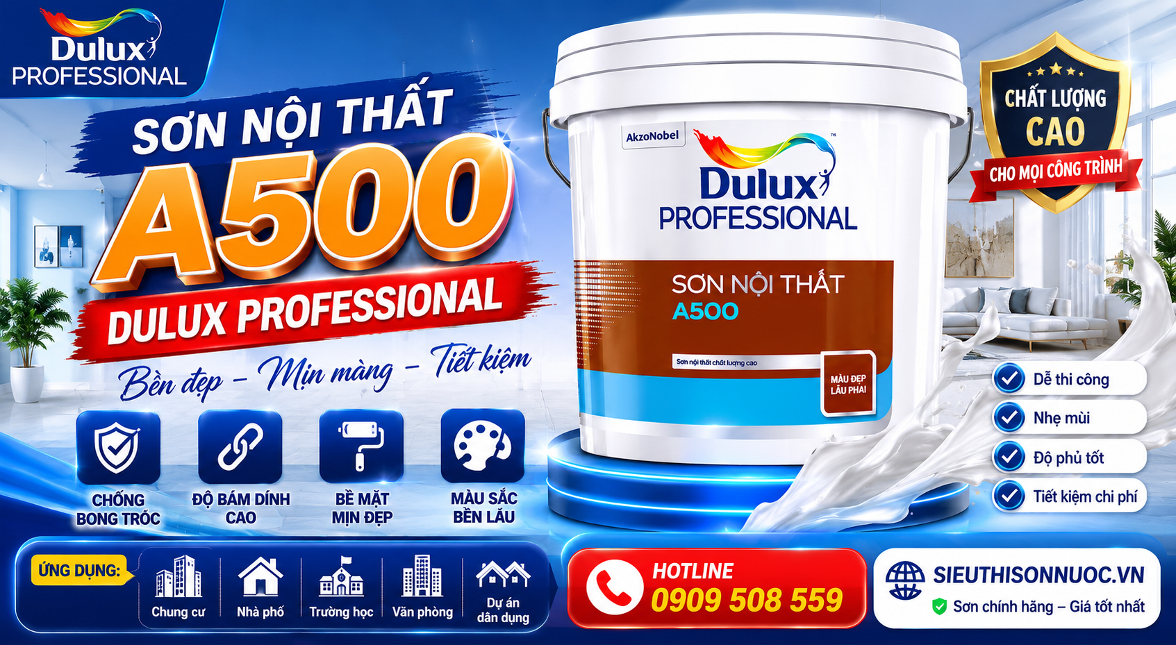 Sơn Nội Thất Dulux Professional A500. Sơn Dự Án