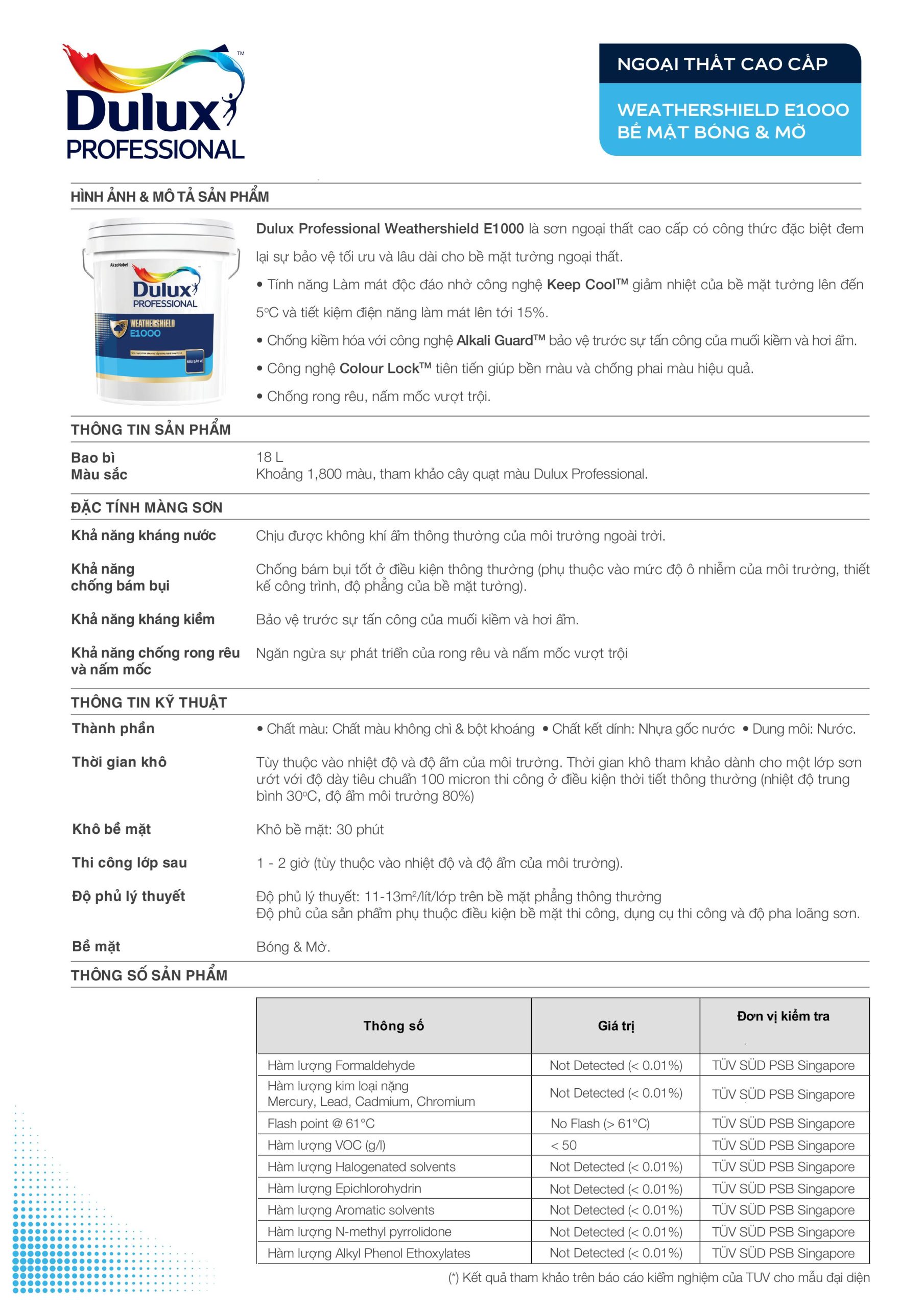 Dulux Professional Weathershield E1000 - SƠN DỰ ÁN