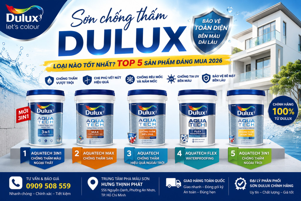 Sơn Chống Thấm Dulux Loại Nào Tốt Nhất? Top 5 Sản Phẩm Đáng Mua 2026
