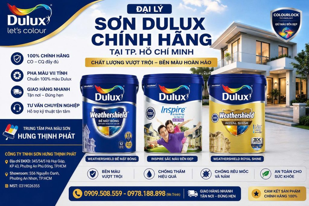 Đại Lý Sơn Dulux Chính Hãng Tại TP.HCM – Giá Tốt, Pha Màu Chuẩn, Giao Hàng Nhanh
