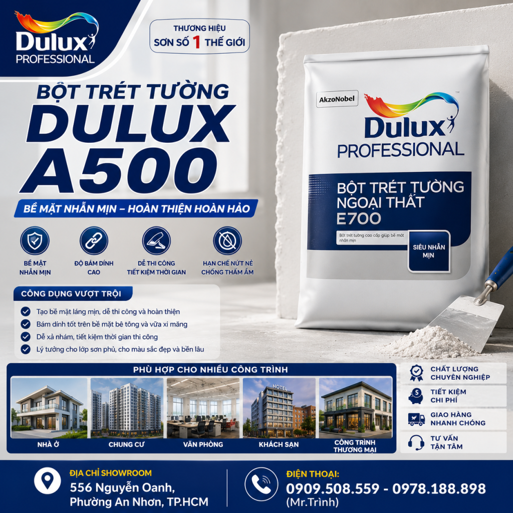 Bột Trét Dulux Dự Án Giá Bao Nhiêu? Báo Giá Mới Nhất Và Kinh Nghiệm Chọn Bột Trét Cho Công Trình