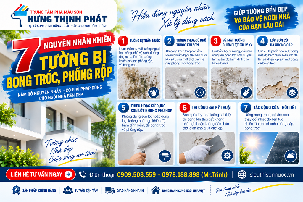 TƯỜNG BỊ BONG TRÓC, PHỒNG RỘP? 7 NGUYÊN NHÂN VÀ CÁCH XỬ LÝ ĐÚNG KỸ THUẬT